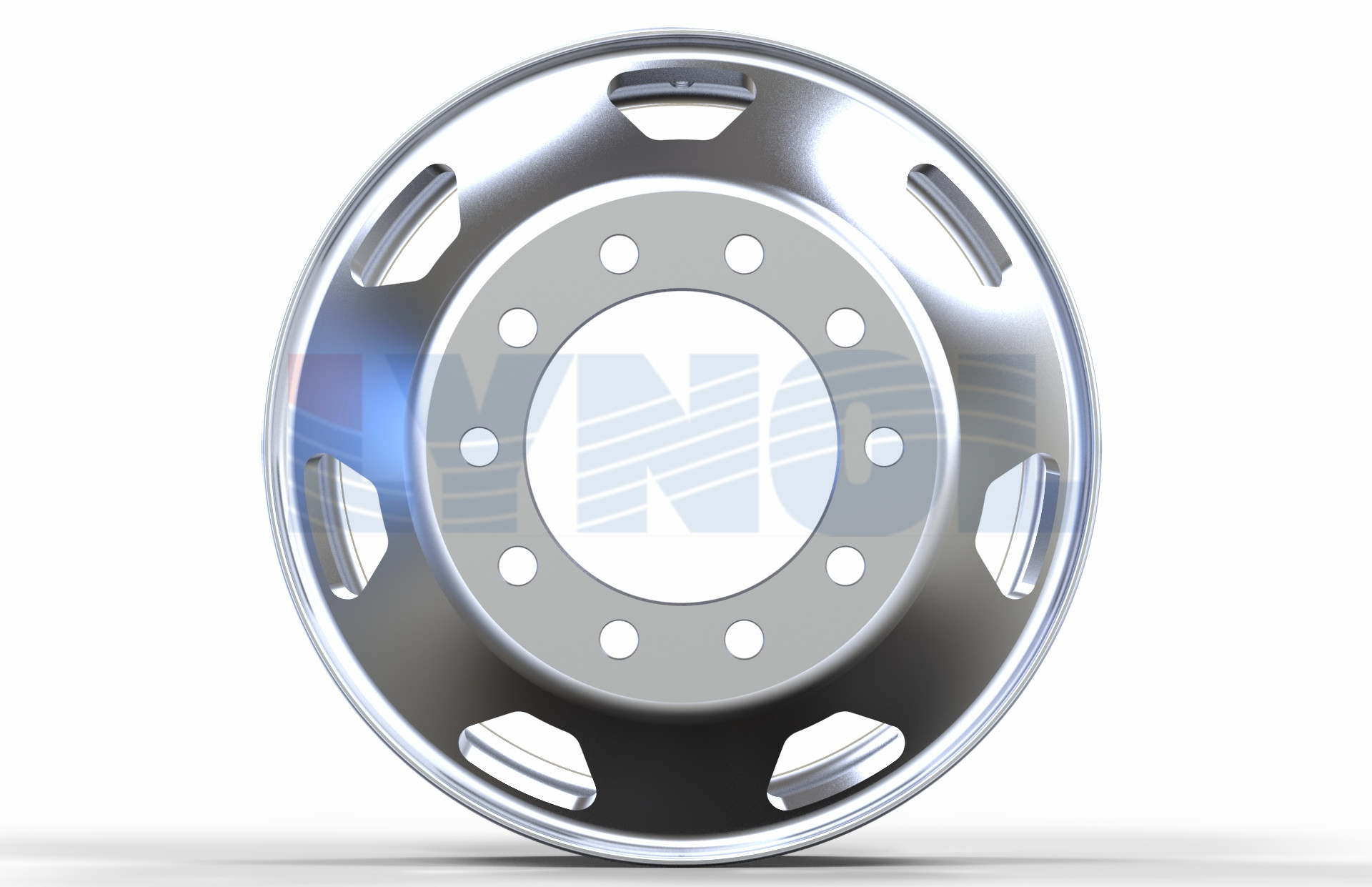 2800-005 - WHEEL - Truck Wheel 22.5X8.25 15 DC Hub   Piloted Both Sides Polished 6061-T6 D-Style